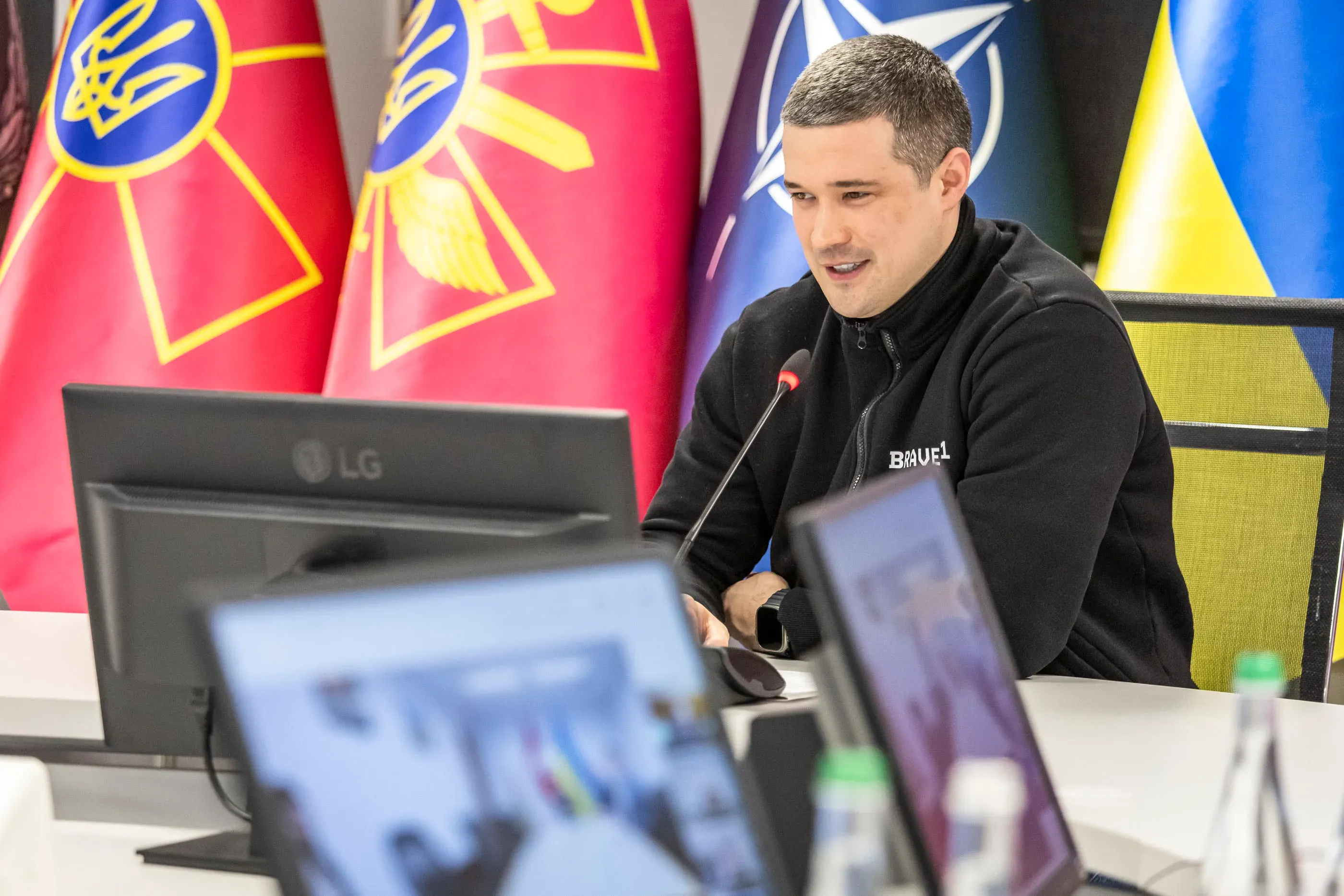 Ukraine’s Minister of Defence, Mykhailo Fedorov, speaking with Canada’s Minister of National Defence