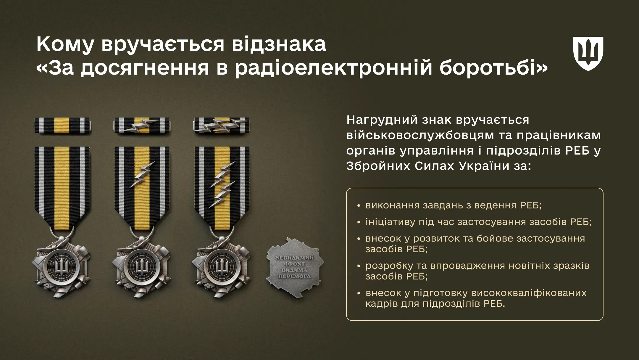 Інфографіка медаль за досягнення в РЕБ, хто отримає