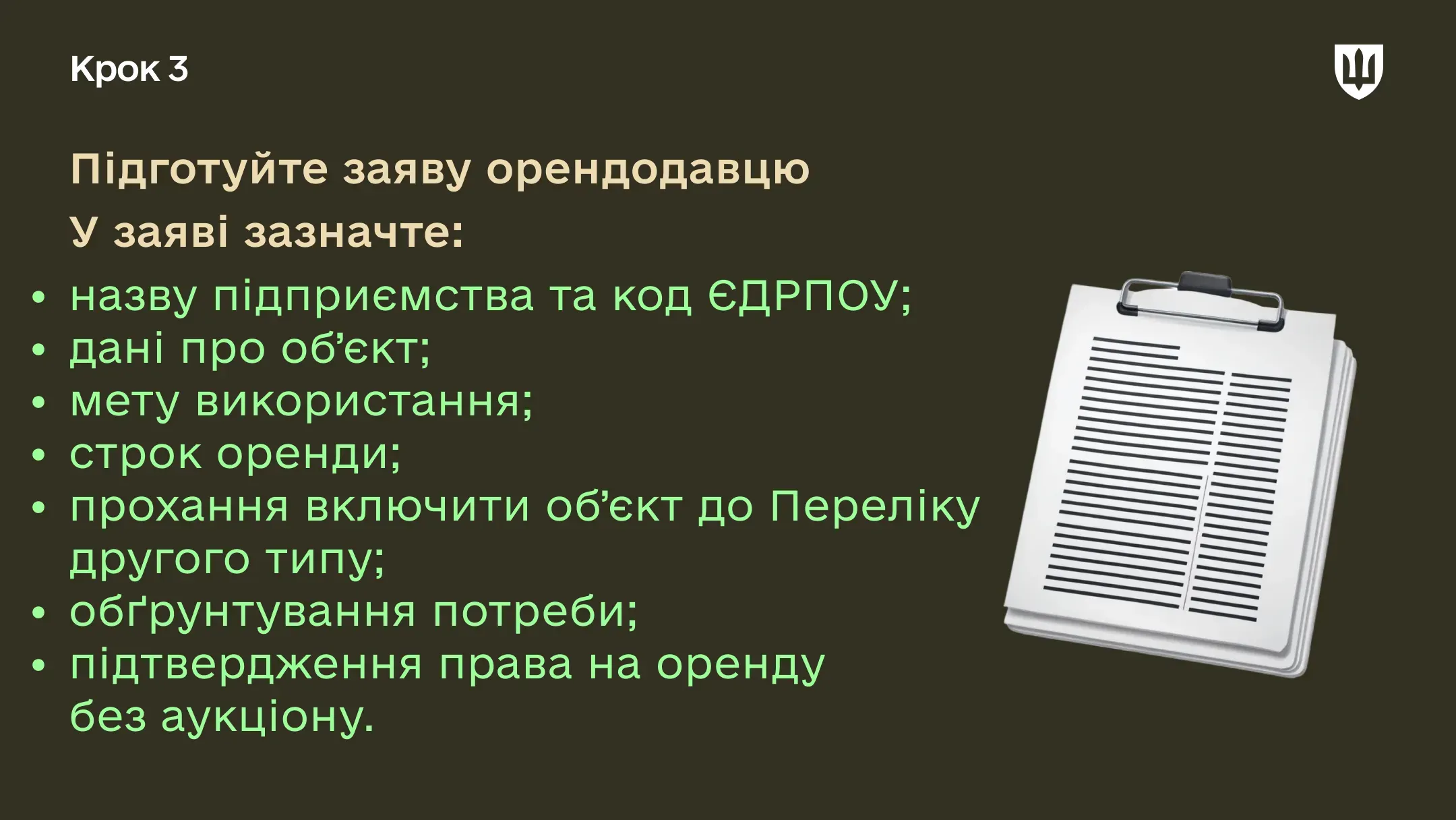 Інфографіка Що зазначити у письмовій заяві до орендодавця