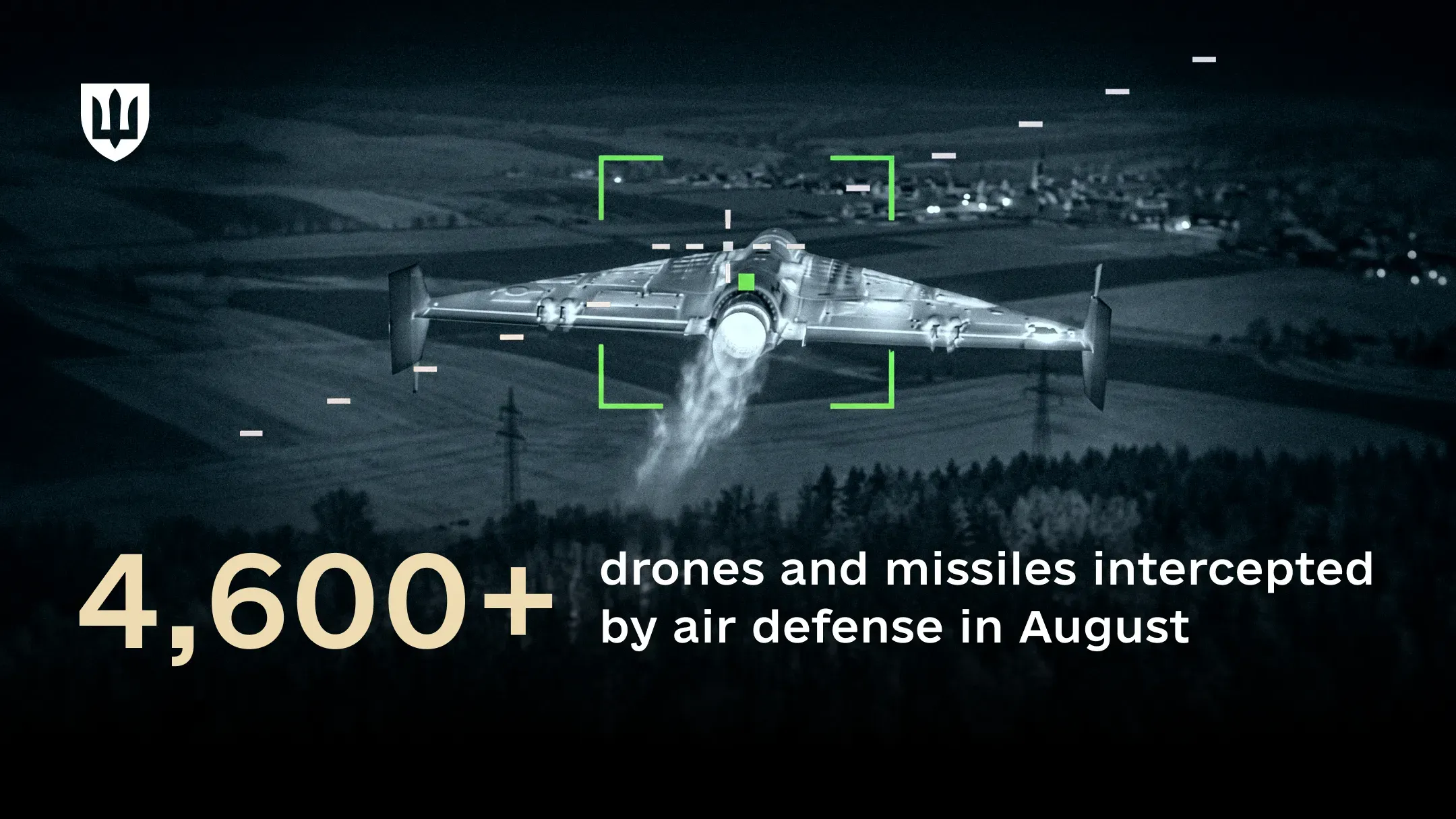 A russian drone in an interceptor’s sights during an attack on Ukraine