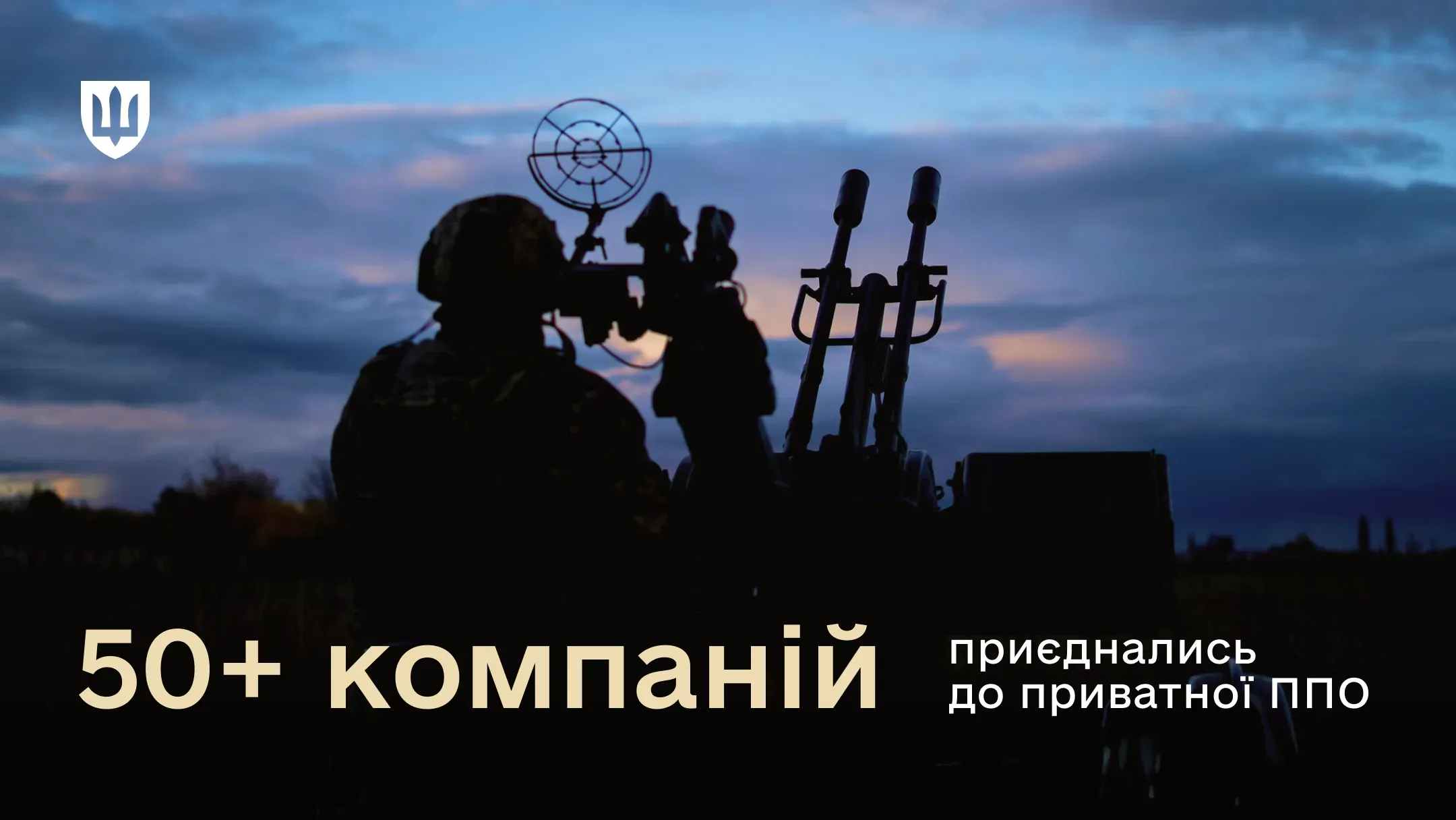 Силует військового за зенітною установкою на тлі вечірнього неба