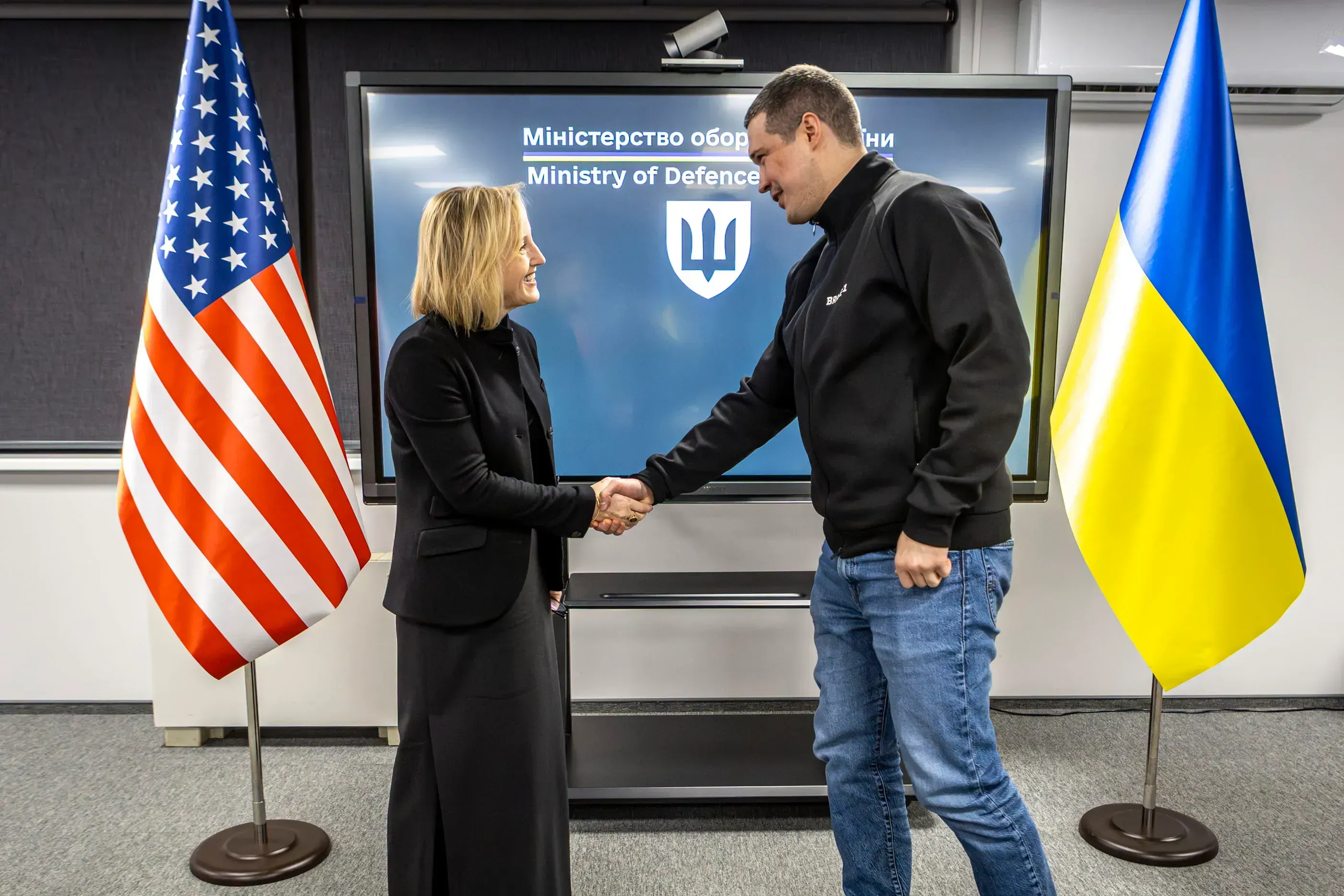 Minister of Defence of Ukraine Mykhailo Fedorov during a meeting with Julie S. Davis, U.S. Chargé d’Affaires in Ukraine