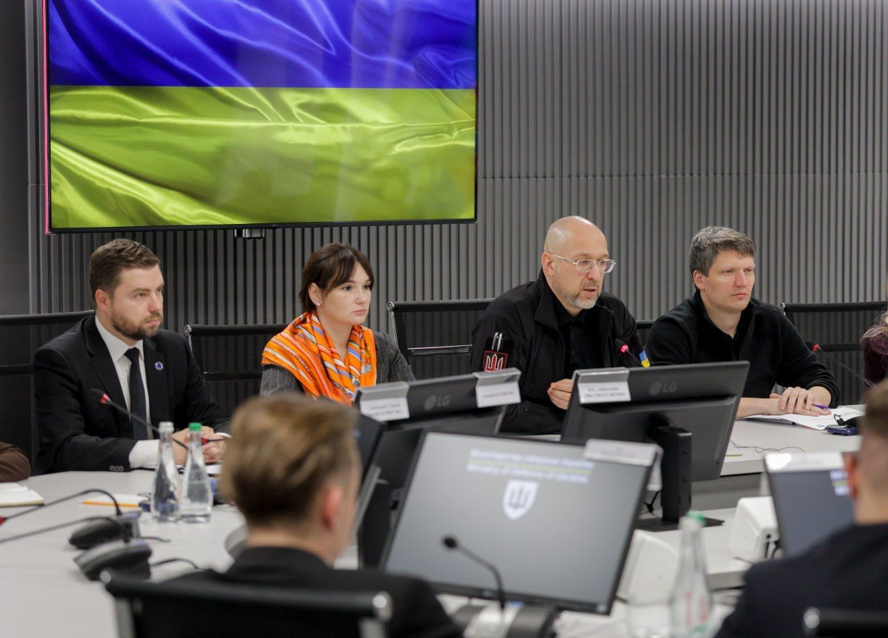 The Ukrainian delegation at the table during a meeting with Lithuania’s Minister of National Defence, Robertas Kaunas