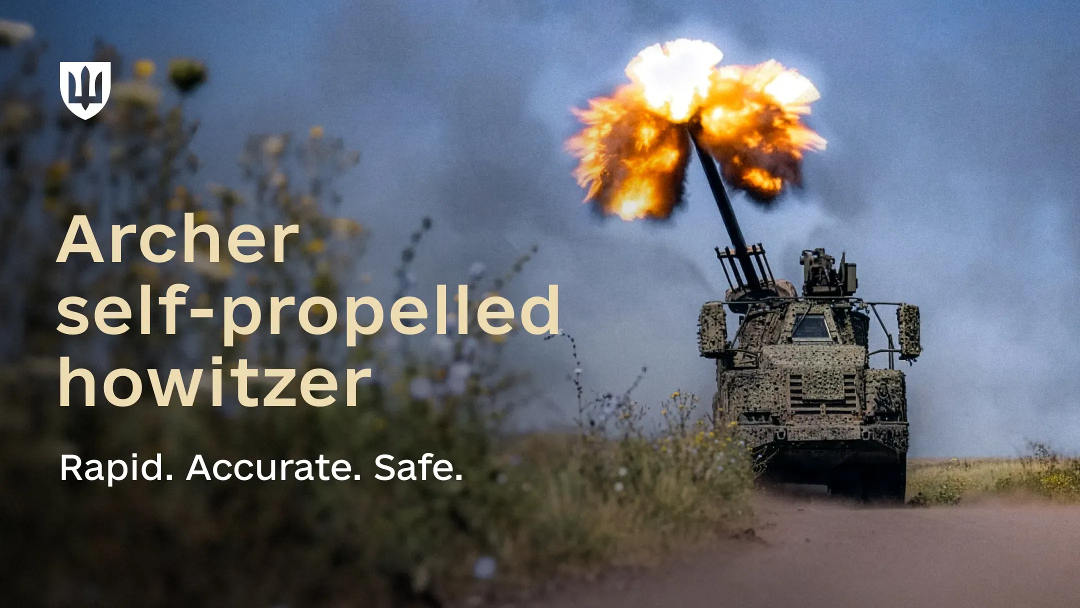 An Archer self-propelled howitzer firing from a field position