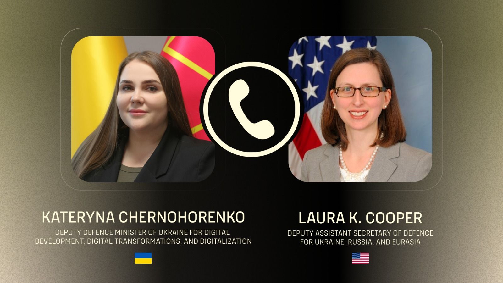 Заступниця Міністра оборони Катерина Черногоренко обговорила з Лорою Купер, заступницею помічника міністра оборони США з питань України, росії та Євразії, пріоритети цифрової трансформації Міністерства оборони України