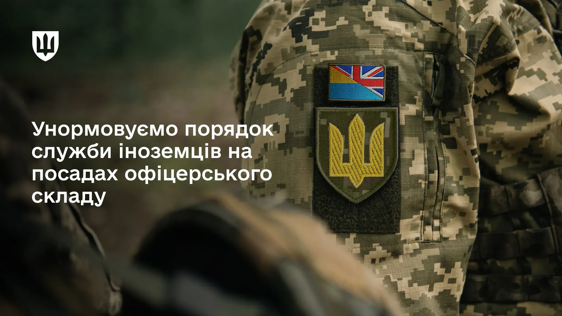 Іноземні громадяни та особи без громадянства зможуть проходити службу на офіцерських посадах. Для цього Міноборони підготувало проєкт Указу Президента України