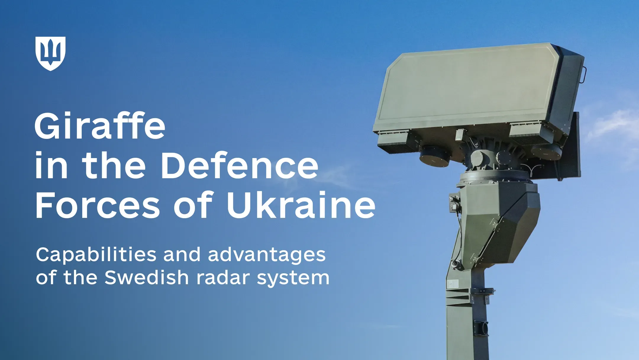 A Swedish Giraffe radar system against a clear blue sky