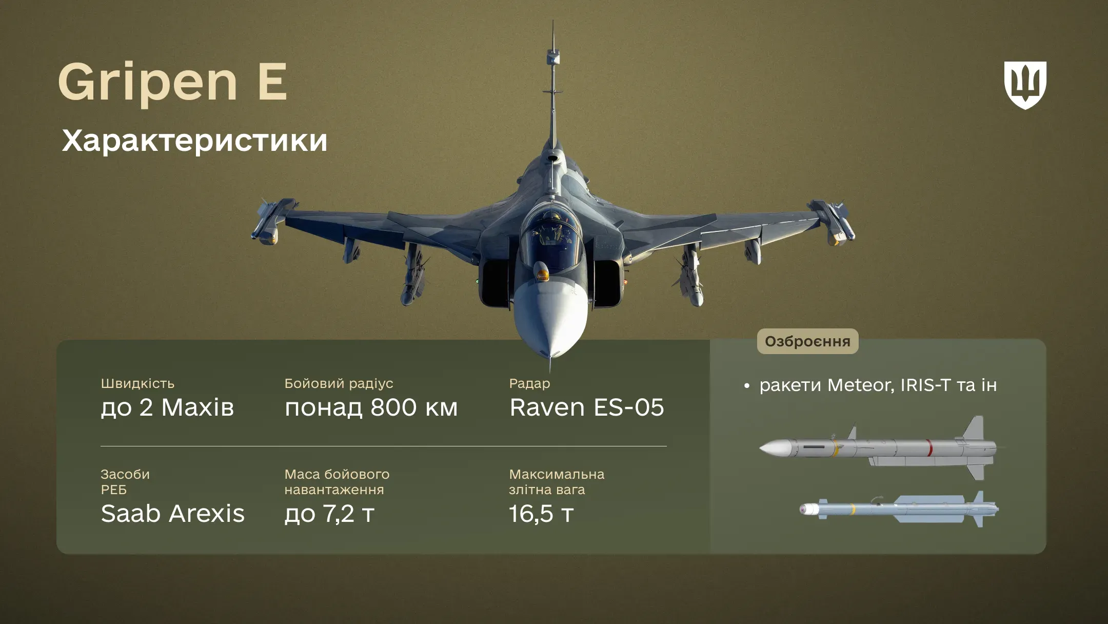 Інфографіка про характеристики винищувачів Gripen