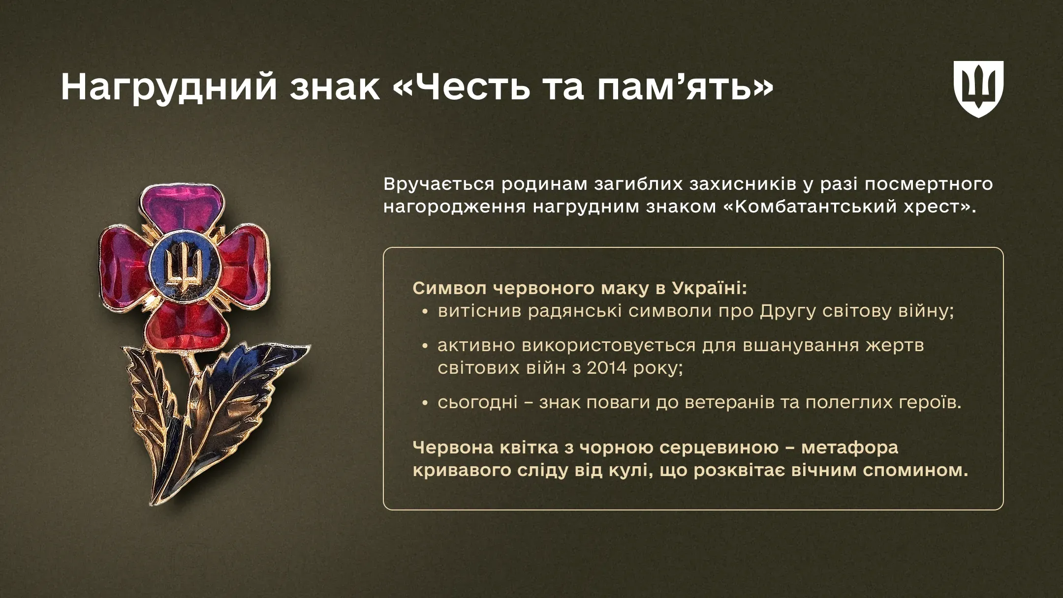 Інфографіка нагрудний знак «Честь та пам’ять»: