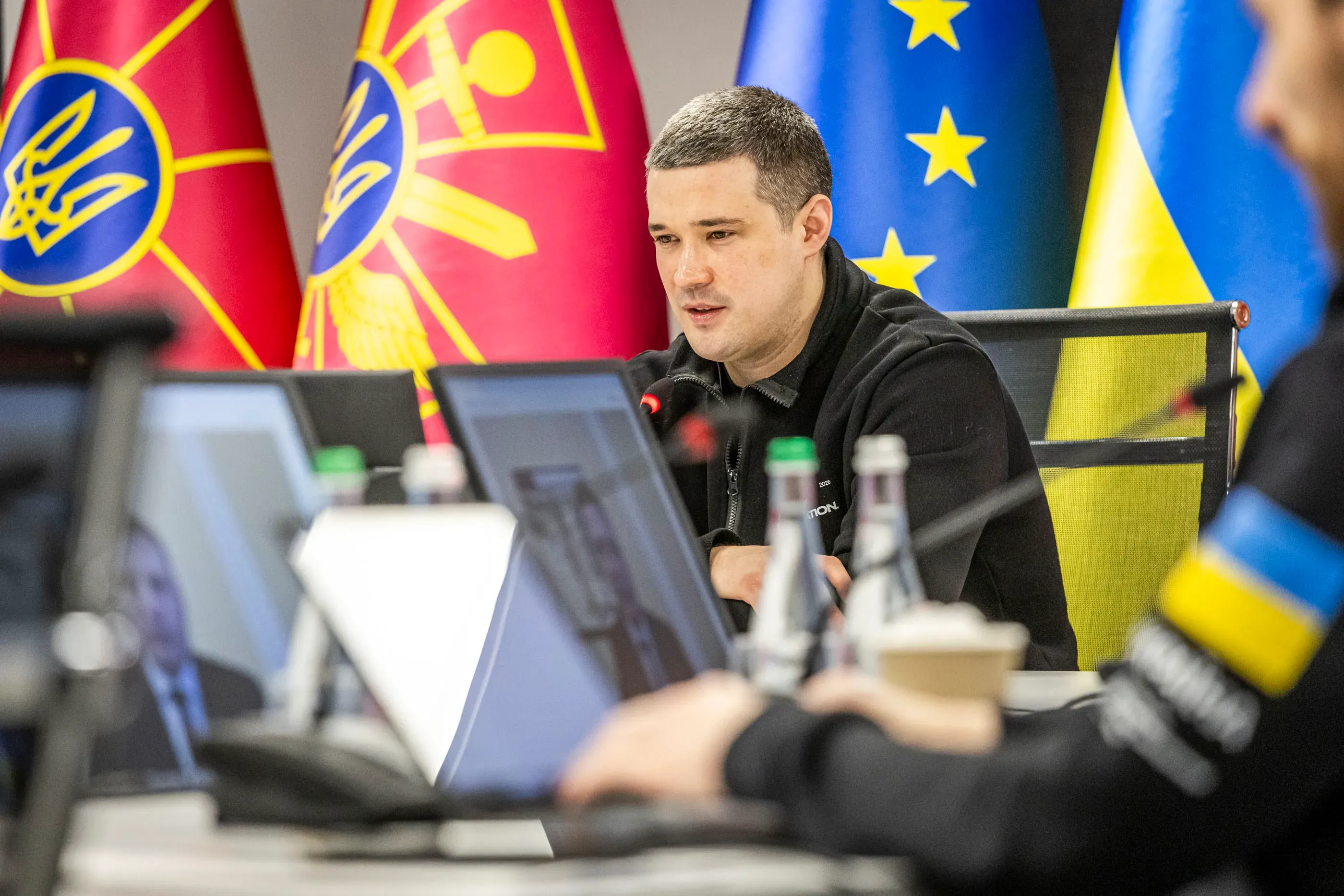 Minister of Defence of Ukraine Mykhailo Fedorov, during a conversation with his Estonian counterpart