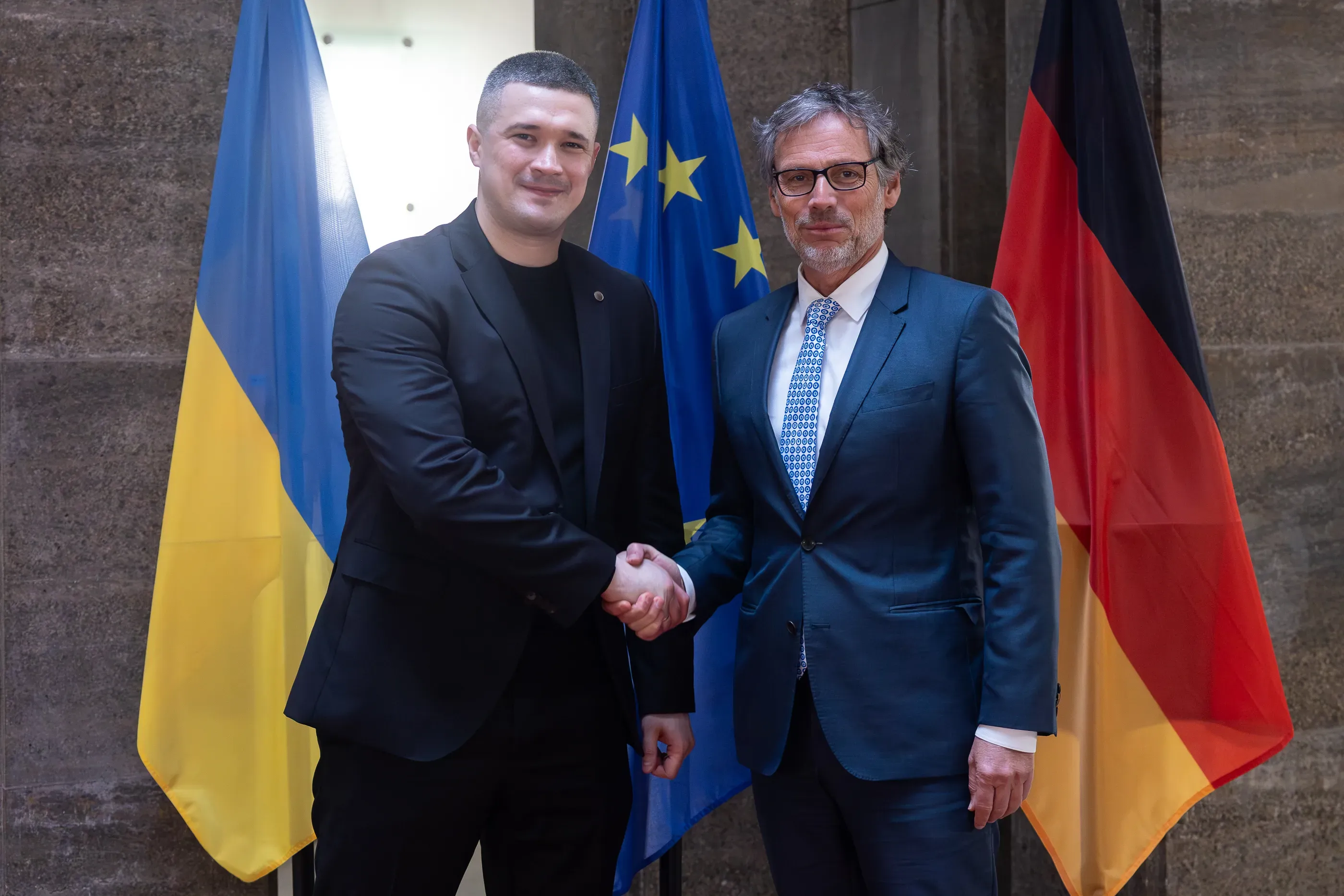 Ukraine’s Minister of Defence, Mykhailo Fedorov, at a meeting with the State Secretary at the Federal Ministry of Defence of Germany, Jens Plötner