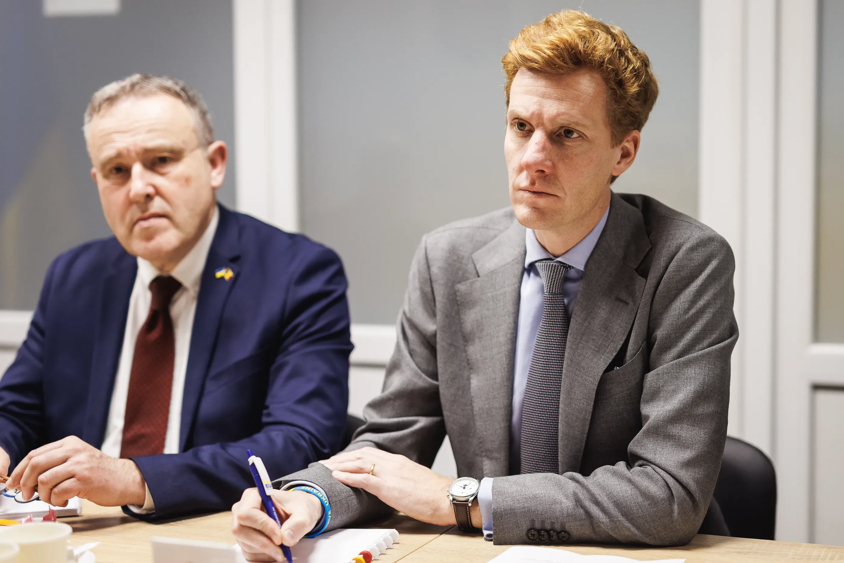 Голова бельгійської делегації Генеральний директор з європейських питань Федеральної служби закордонних справ Королівства Бельгія Крістоф де Нейс під час зустрічі у Києві з делегацією Міністерства оборони України