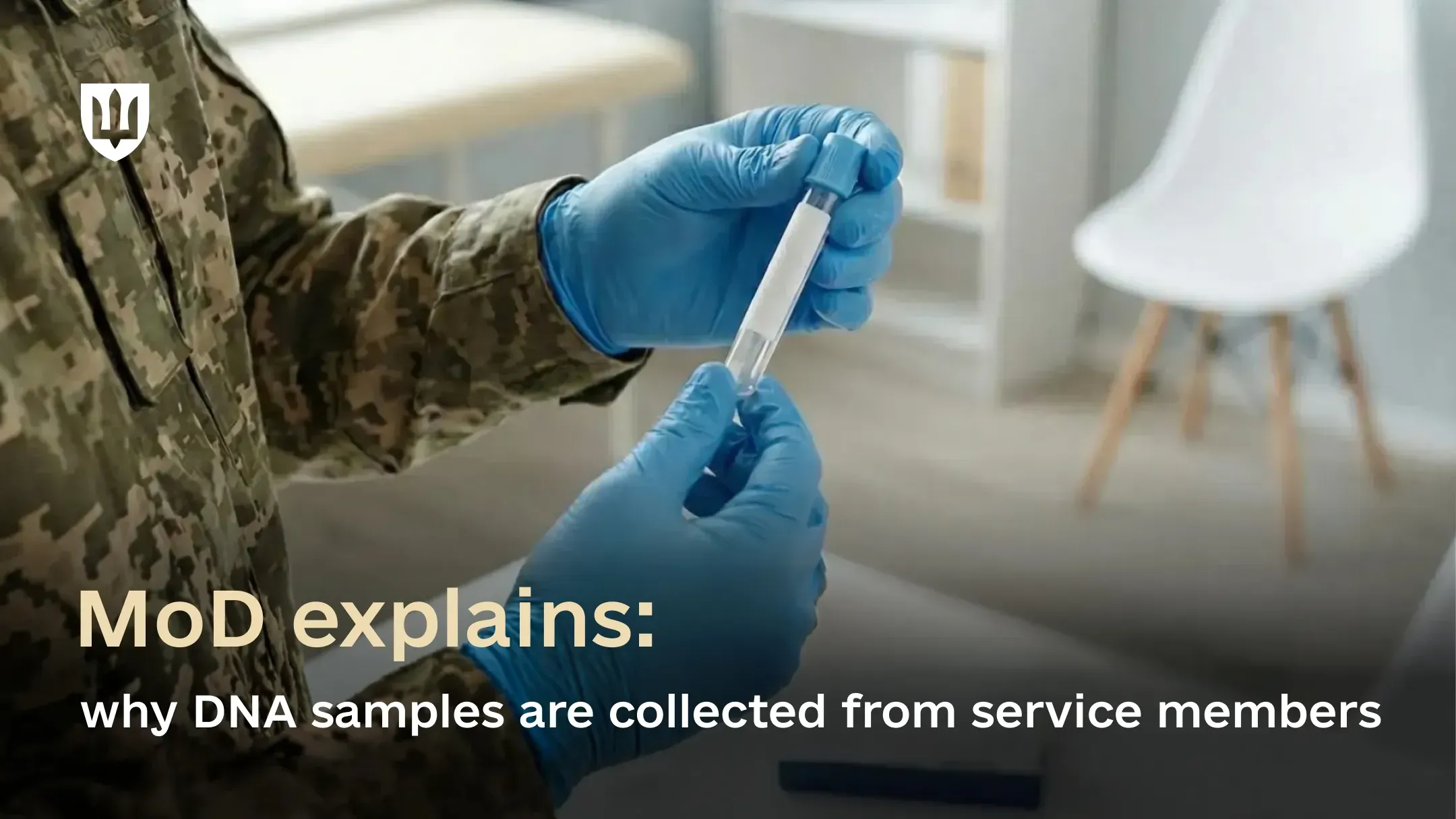 The illustration depicts a DNA sample collection kit and text explaining why DNA samples are taken from service members