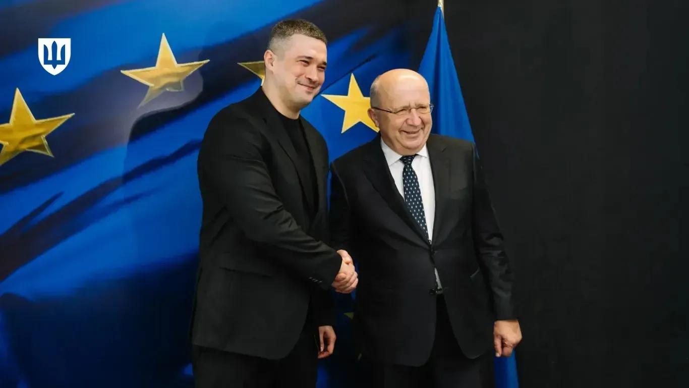 Minister of Defence of Ukraine Mykhailo Fedorov and EU Commissioner for Defence and Space Andrius Kubilius