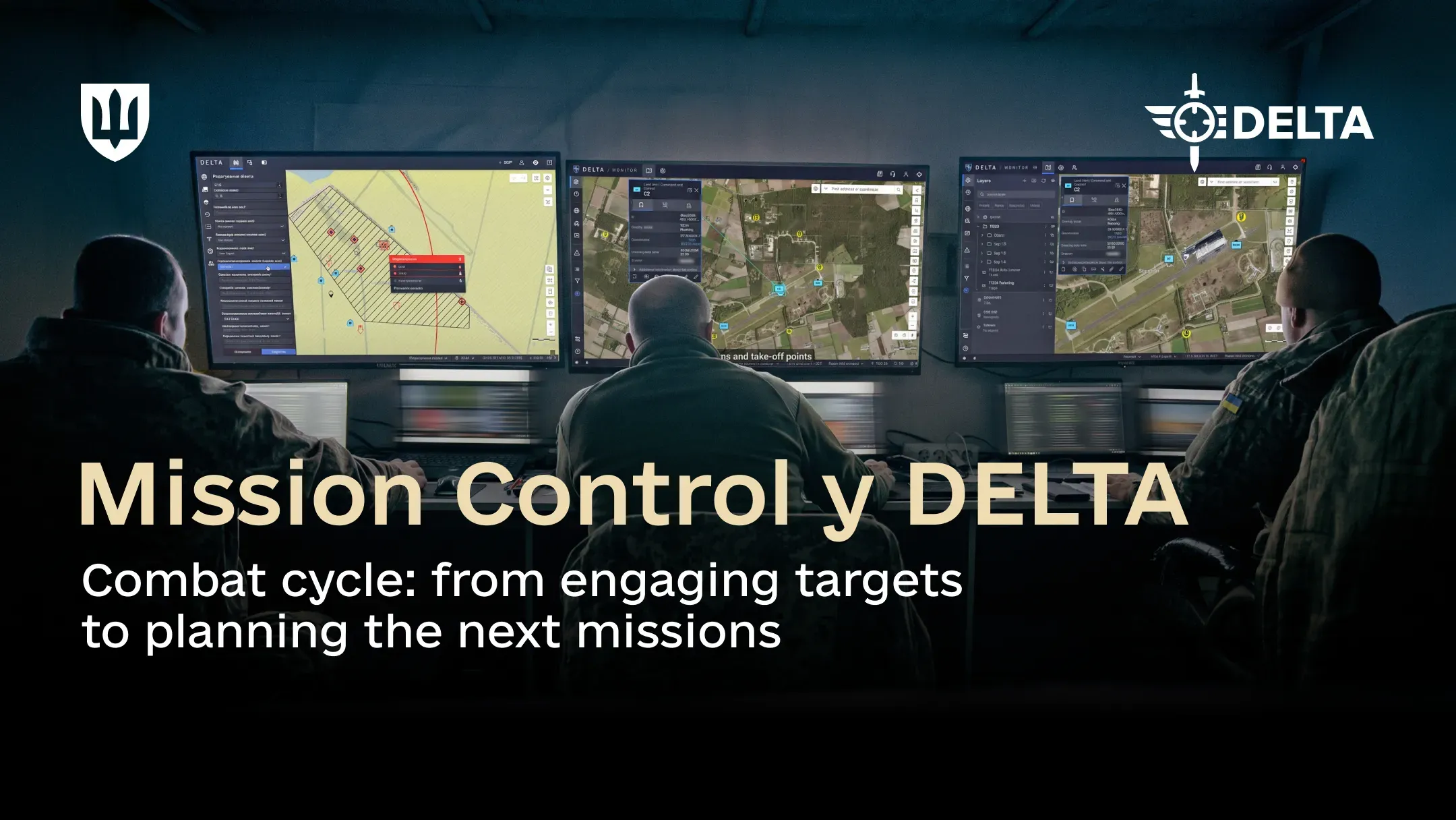 Ukrainian service members plan combat operations using the Mission Control module in the DELTA combat system