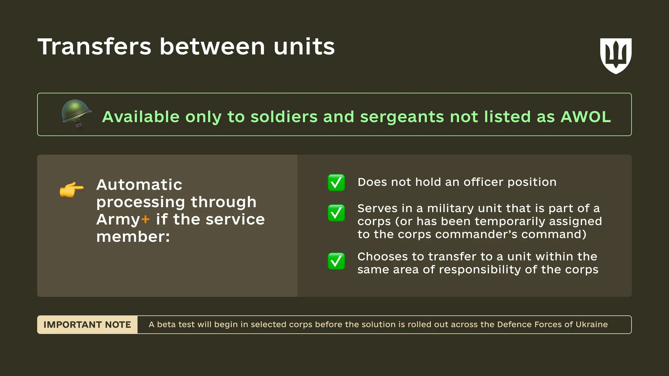 Infographic explaining transfers between units through Army+