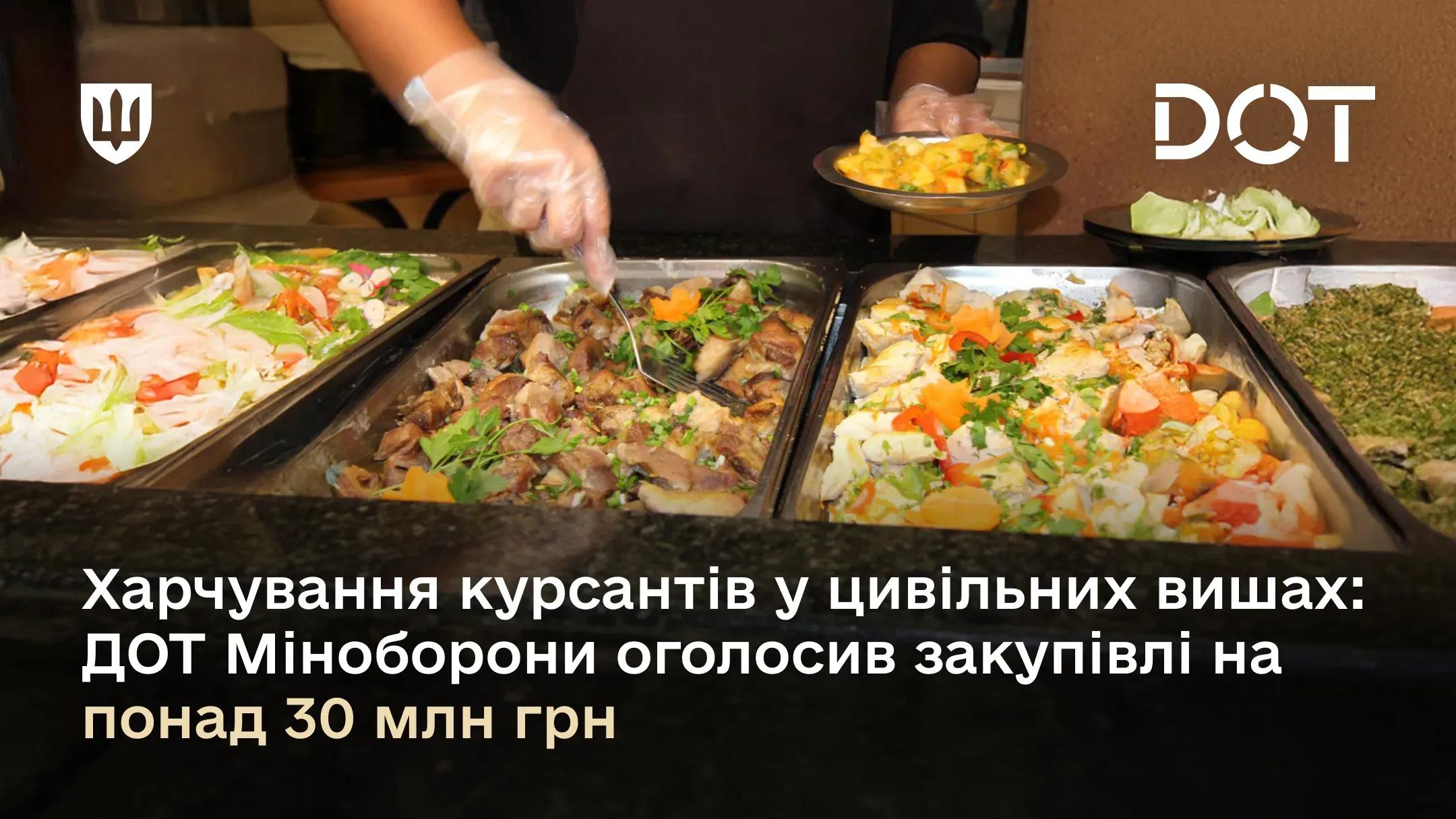 Харчування курсантів у цивільних вишах: ДОТ Міноборони оголосив закупівлі на понад 30 млн грн