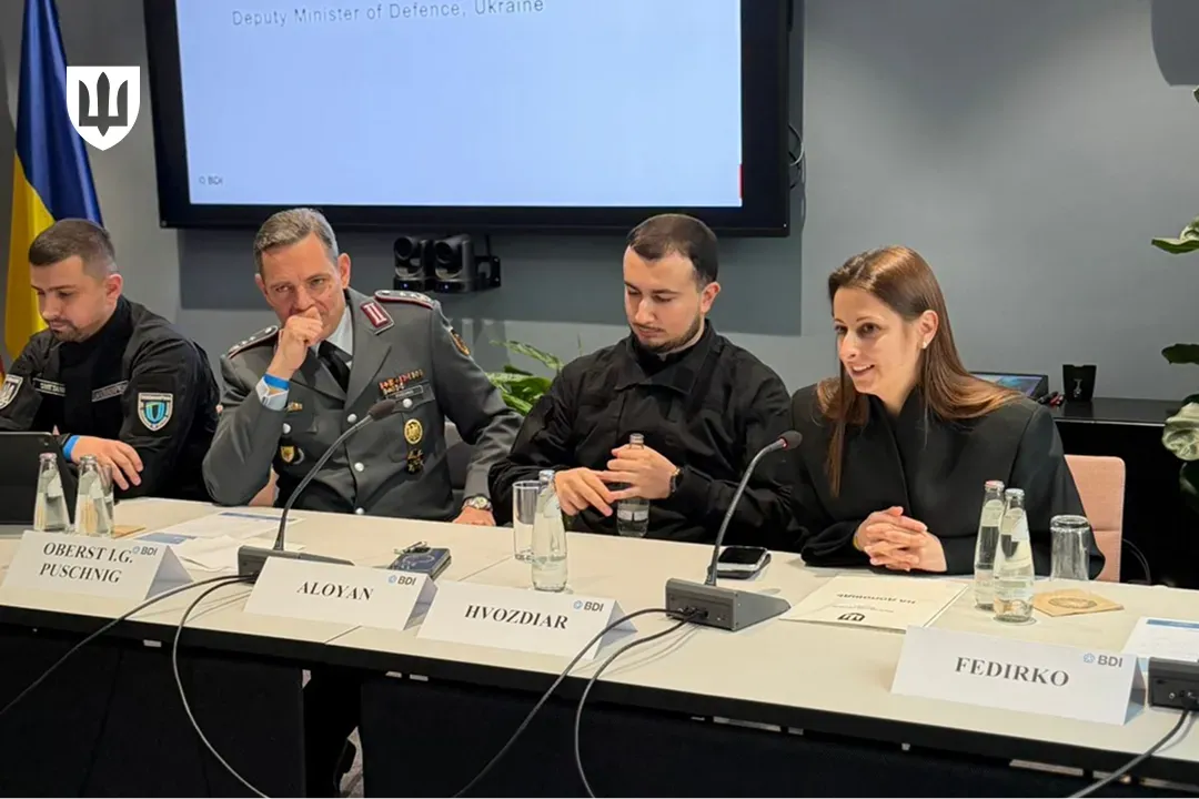Заступниця Міністра оборони України Ганна Гвоздяр на бізнес-форумі «Стійкість у дії – партнерство в розвитку» у Берліні.