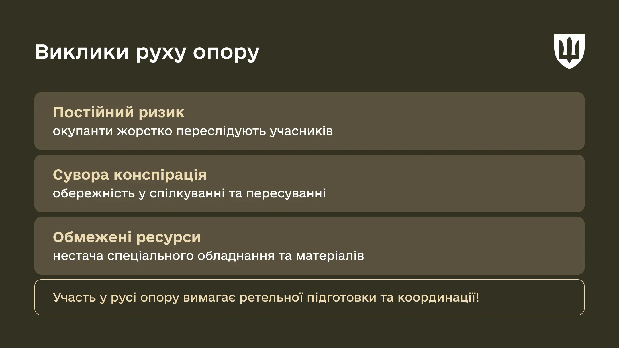 З якими викликами стикається рух опору?