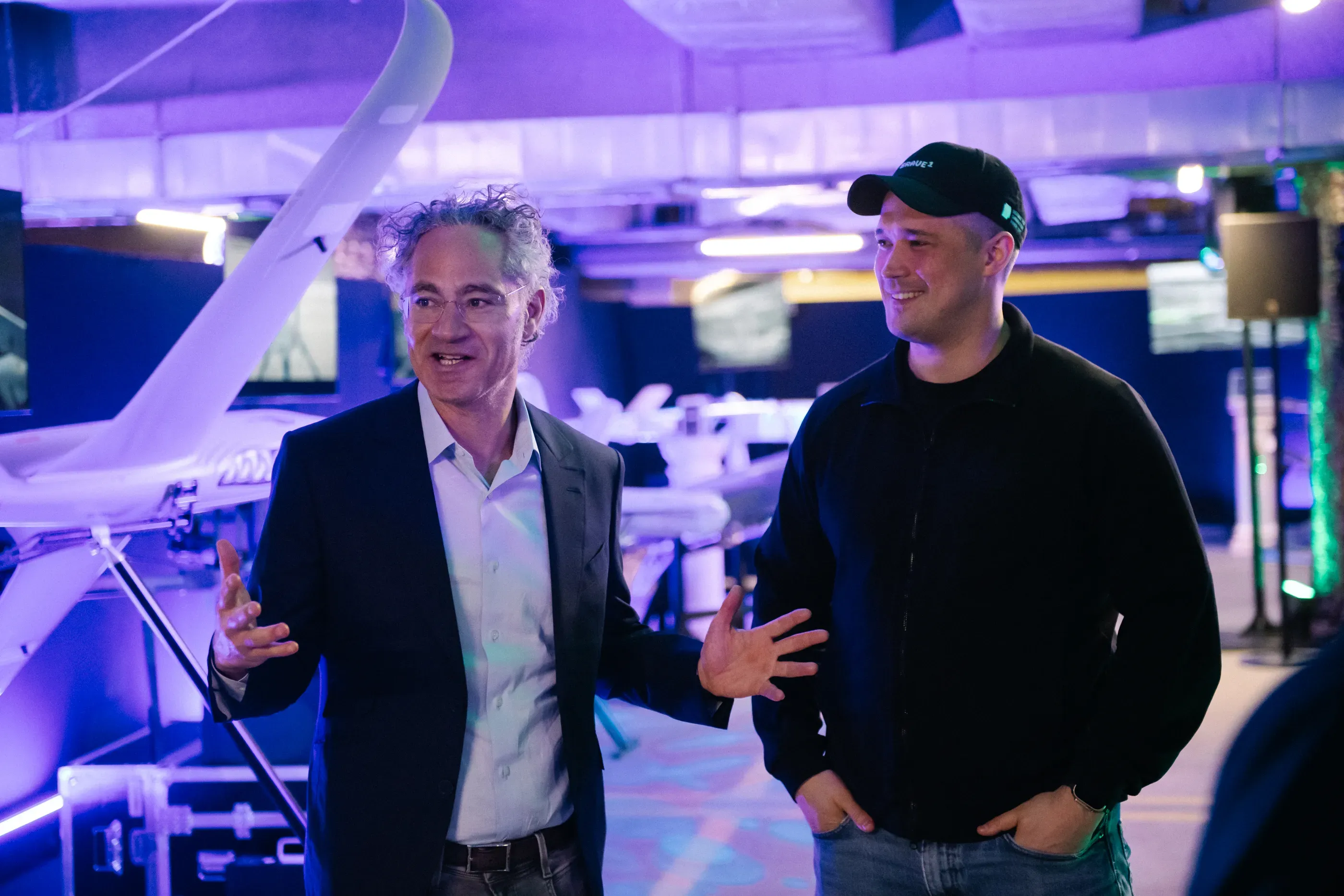 Ukraine’s Defense Minister Mykhailo Fedorov during a meeting with Alex Karp, CEO of Palantir Technologies.