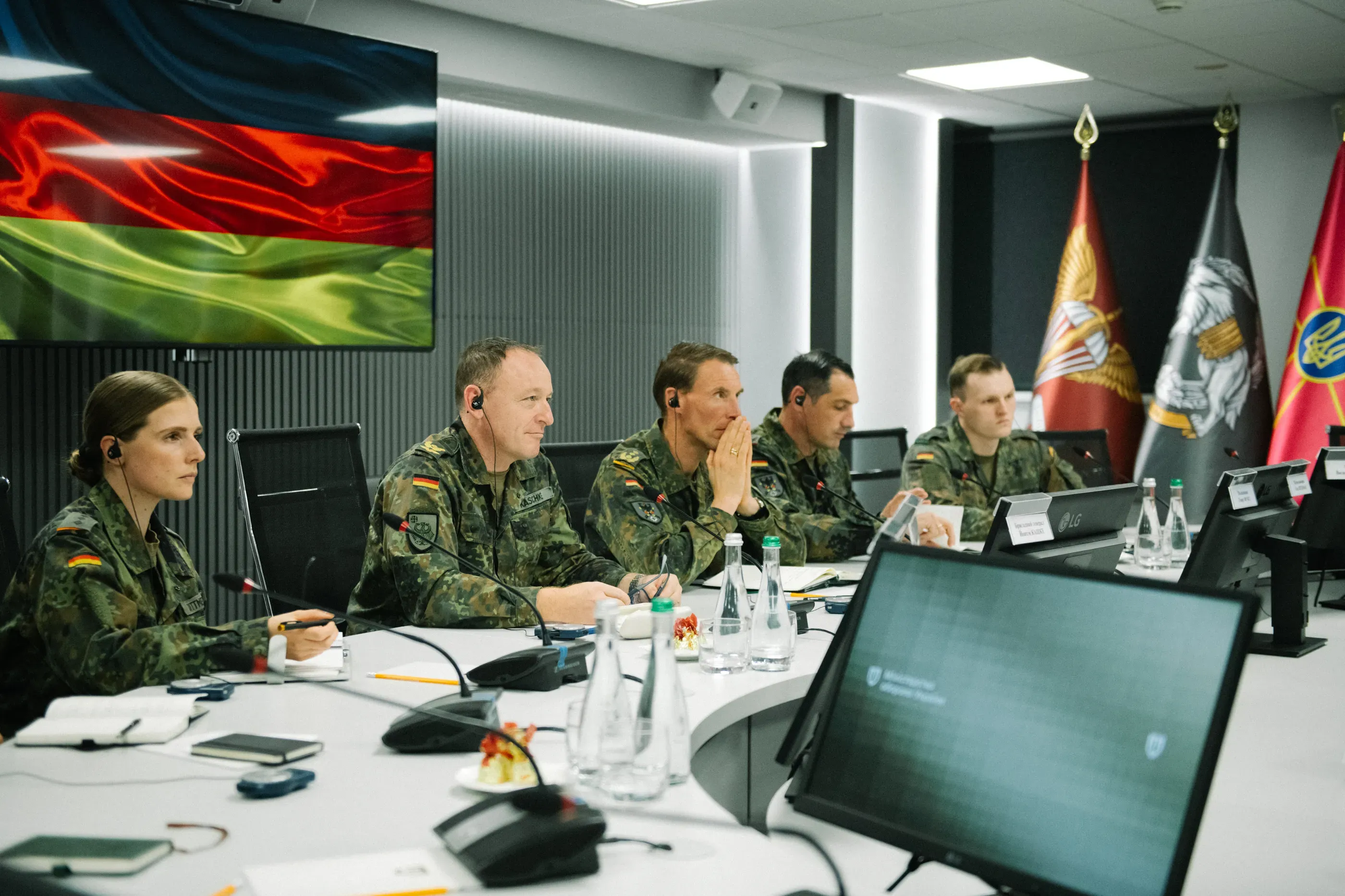 Members of the German delegation during a meeting with the Ukrainian side