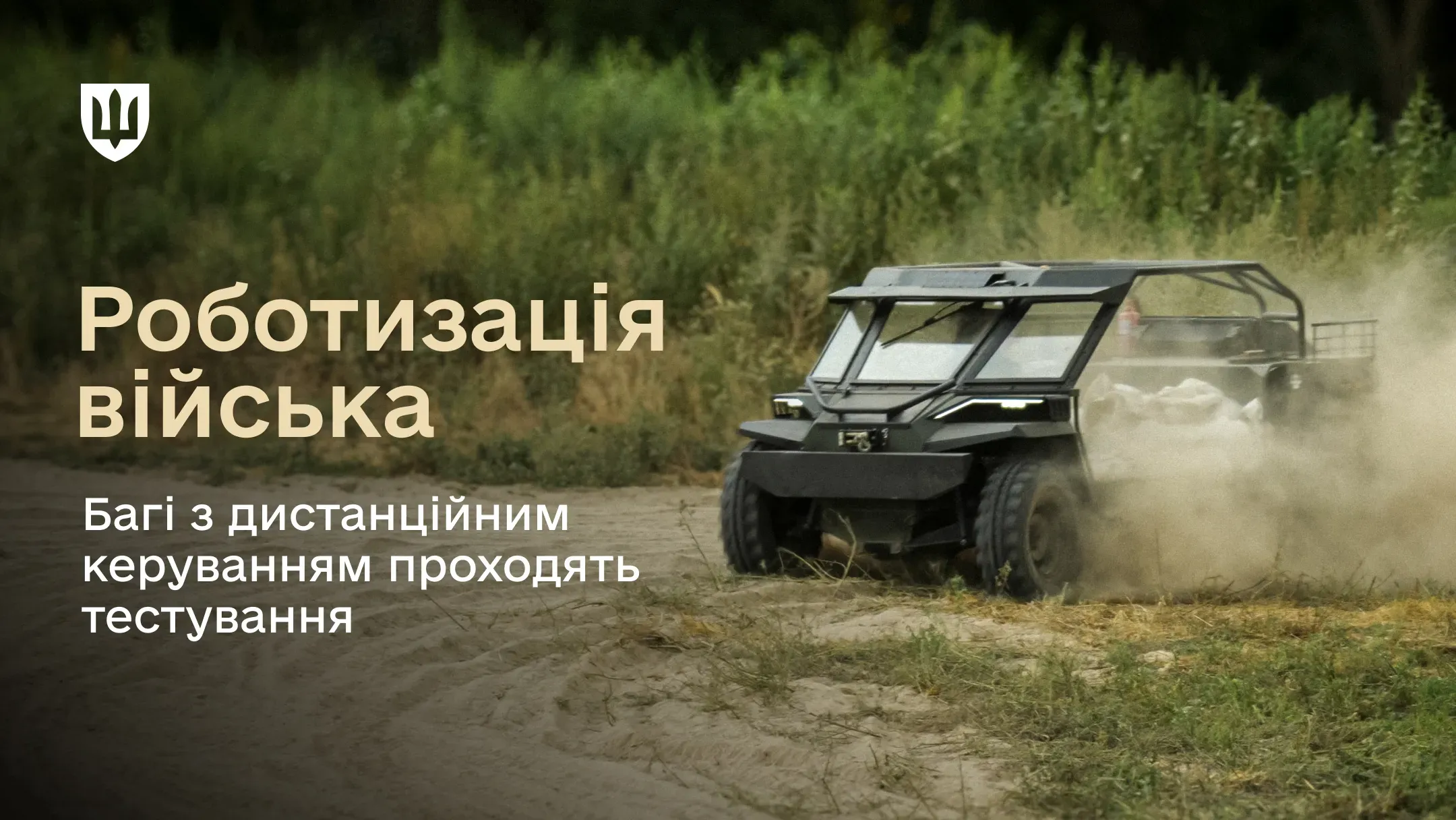 Темний багі з дистанційним керуванням рухається польовою дорогою, здіймаючи пил на тлі зелених чагарників
