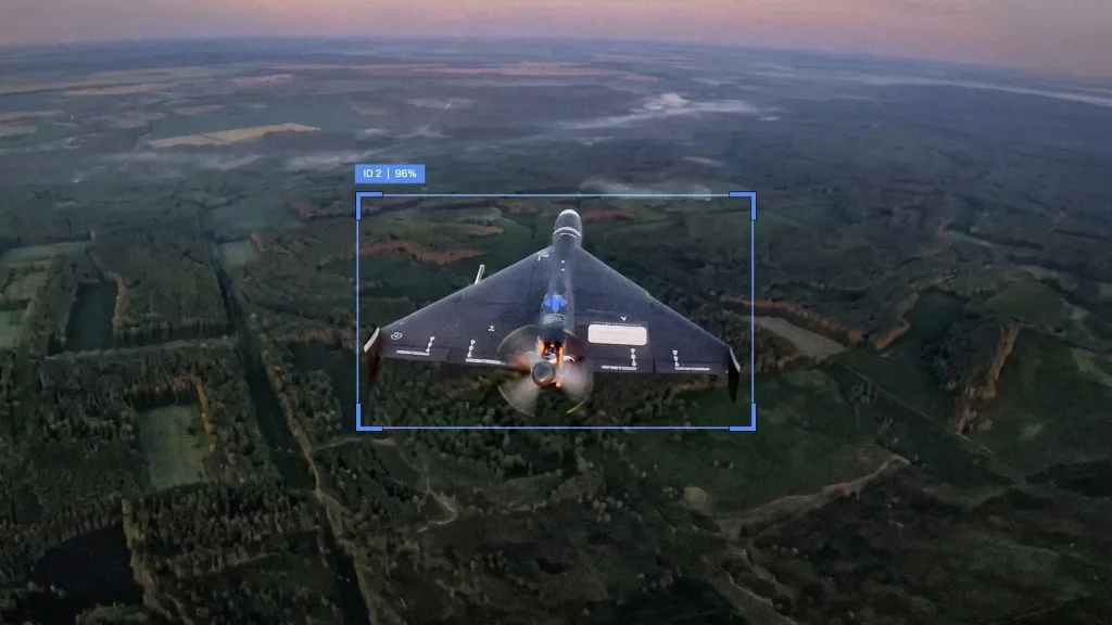 An illustration of the Avengers Labs platform in operation, shown collecting data on the use of a Russian Shahed drone
