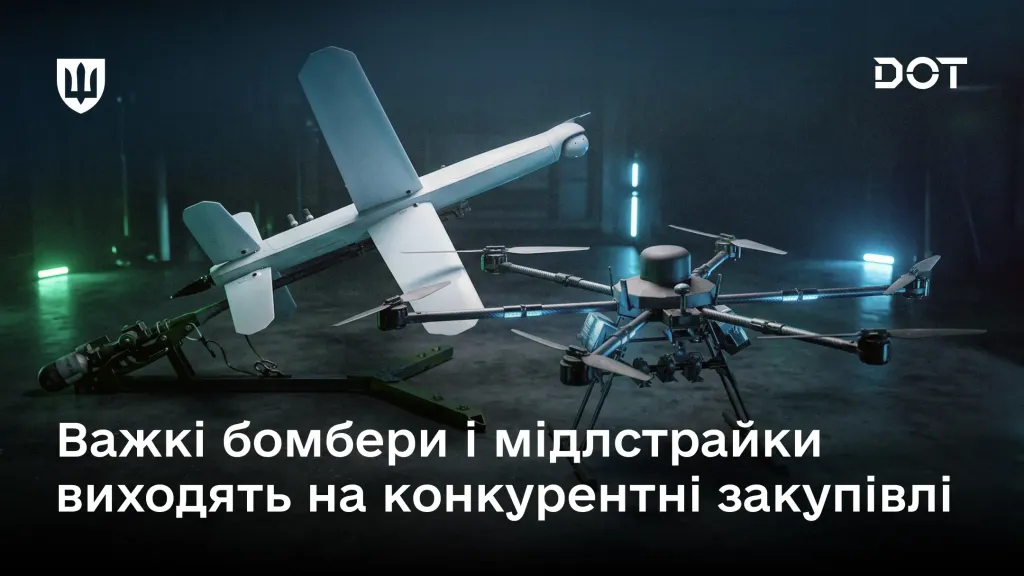 Мідлстрайк дрон і важкий бомбер на стенді