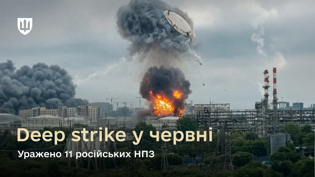Потужний вибух на Московському НПЗ, що супроводжується великою вогняною кулею та клубами диму