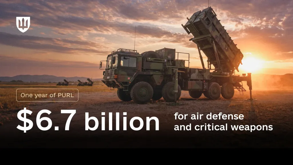 A Patriot launcher against a sunset backdrop