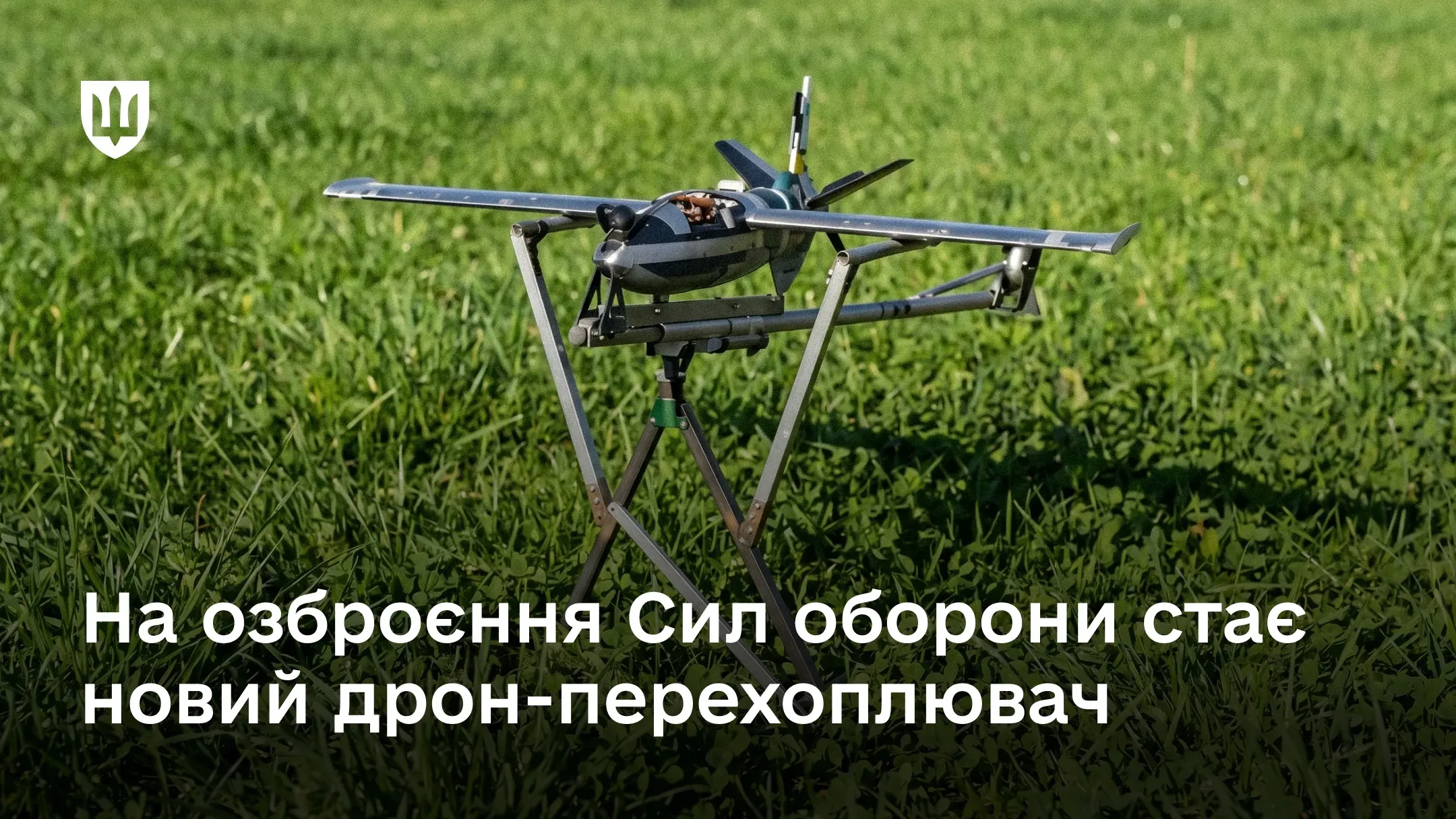 Безпілотний авіаційний комплекс «ТАЛІОН» на пусковій установці на фоні трави