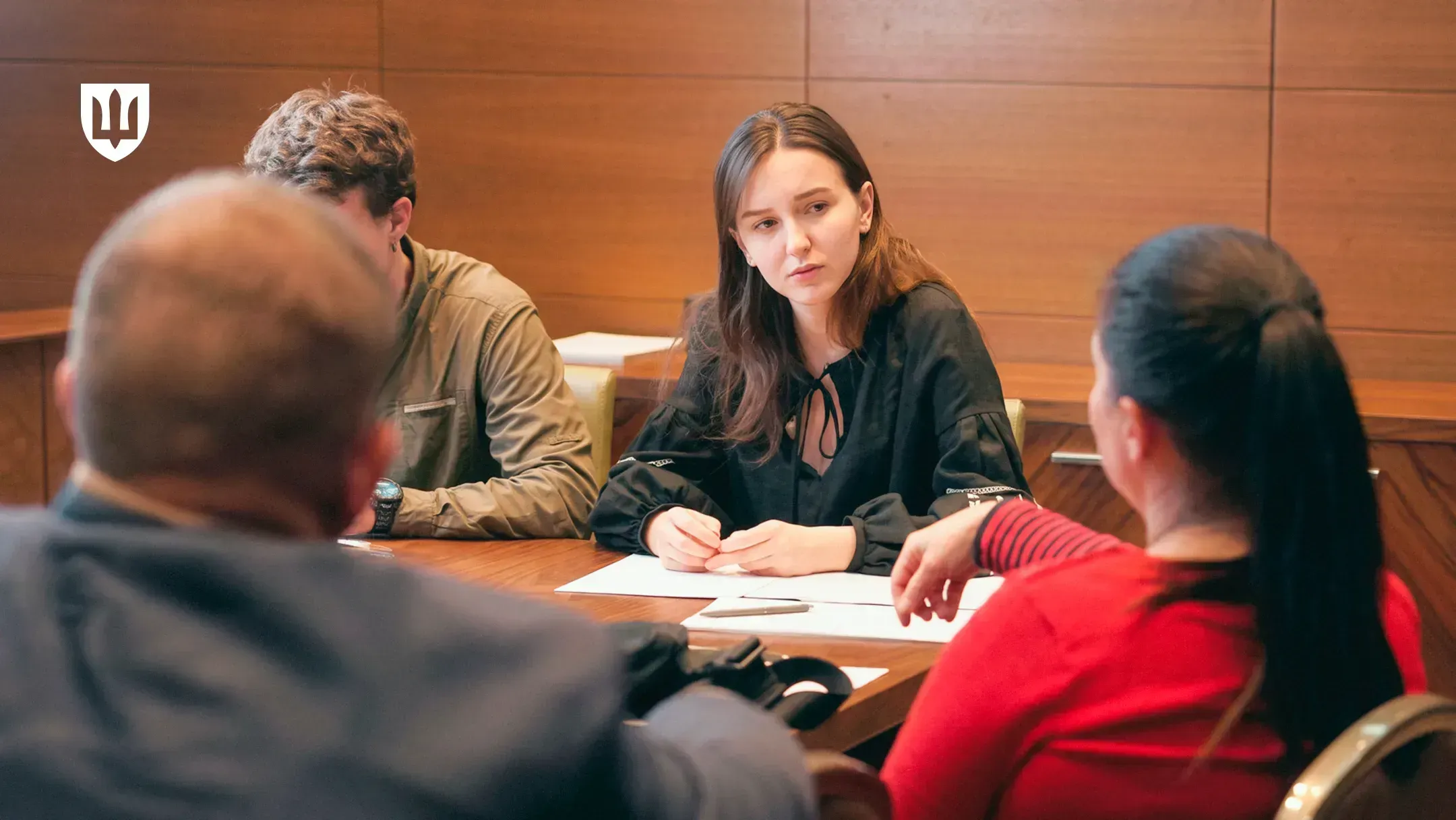 Deputy Minister of Defence of Ukraine Liubov Halan at a meeting with the families of fallen foreign volunteer service members from the United States